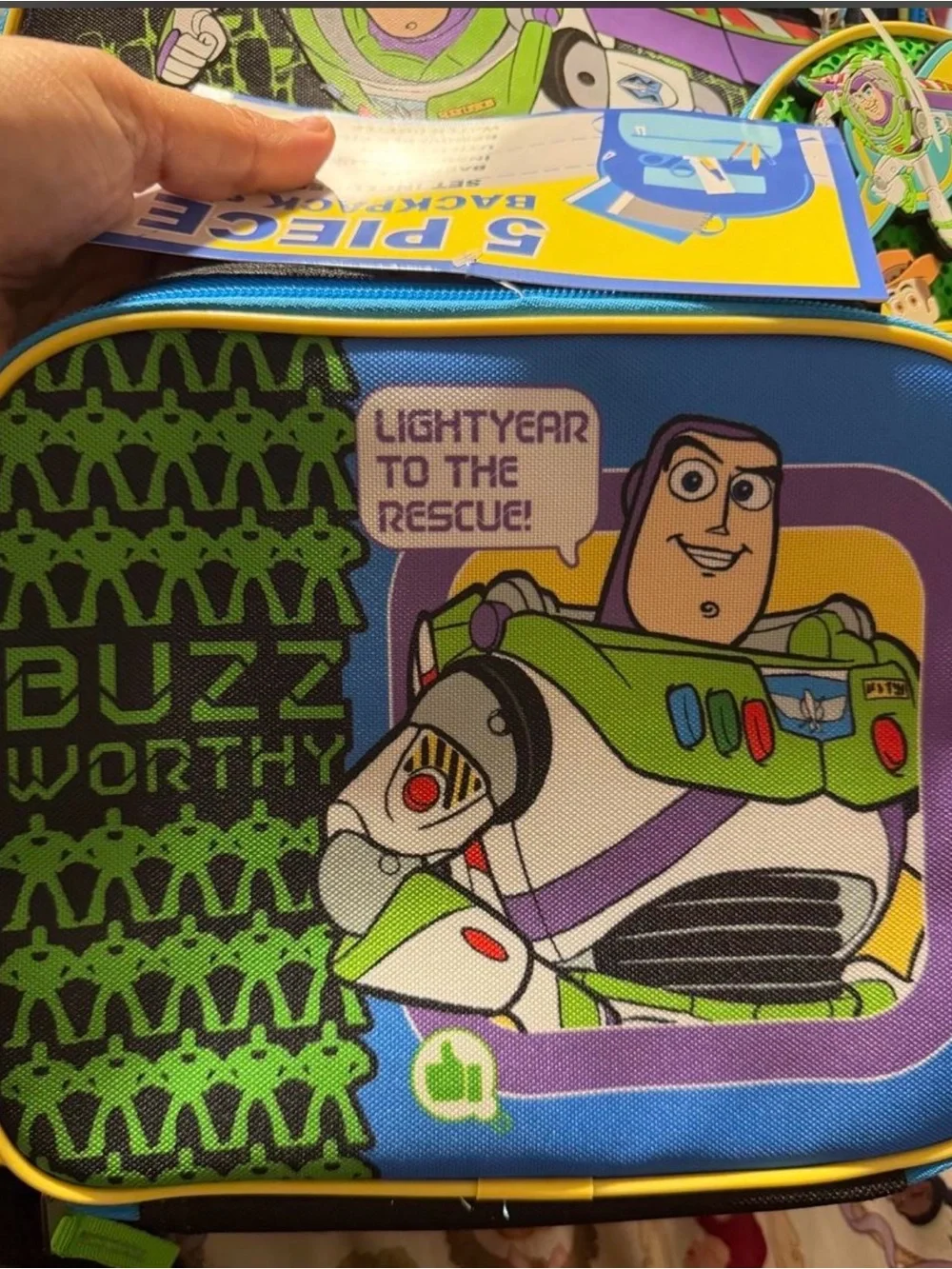 Bioworld Buzz Lightyear Kids Backpack - Green, Purple, Blue 16in H 12in W